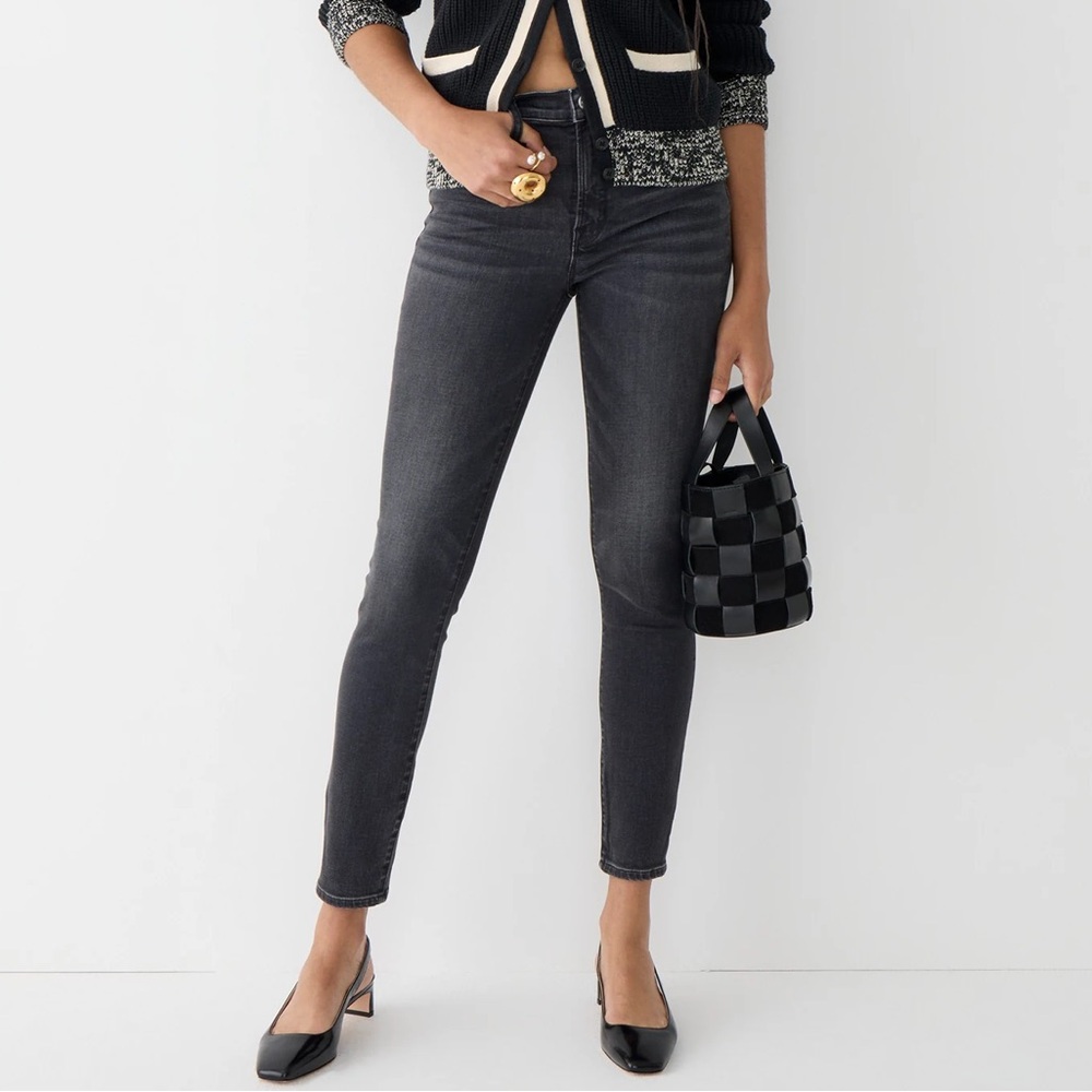 J. Crew 9" High-Rise Toothpick Jean Charcoal Wash Black H2651 Women's Size 27